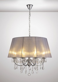 Olivia Polished Chrome-Grey Crystal Ceiling Lights Diyas Shaded Crystal Fittings